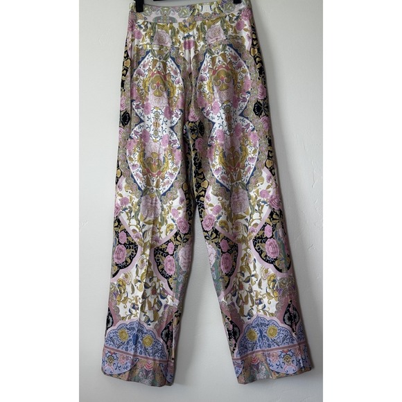 Elie Tahari High Rise Summer Damask Linen Blend Pants Women's size 2 - Picture 2 of 13